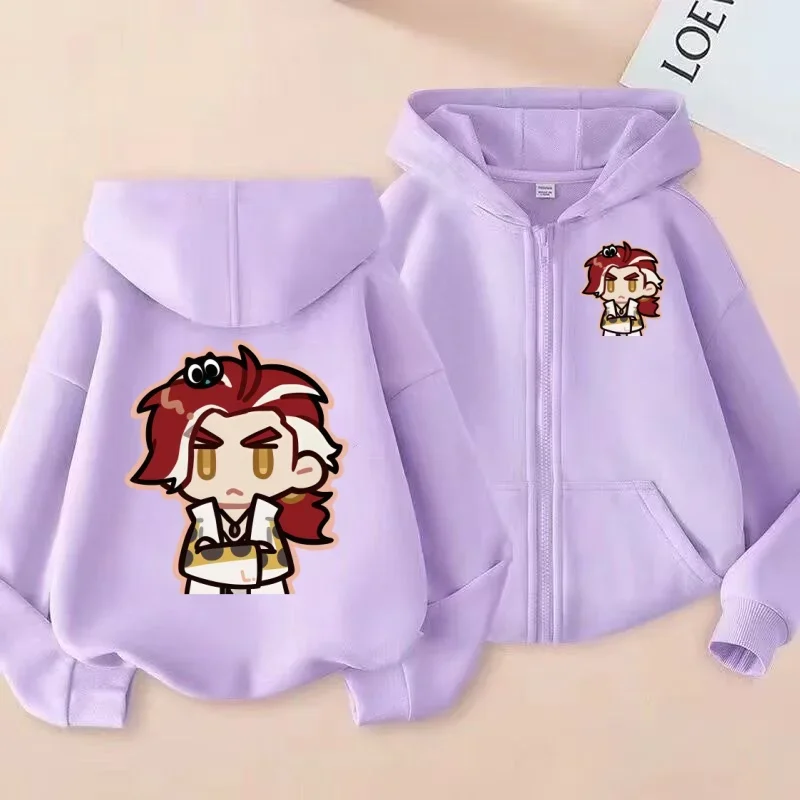 سويت شيرت بسحاب للأطفال Q-Version هوديي مطبوع عليه الرسوم المتحركة اللطيفة للرجال والنساء، قميص كاجوال لطيف #4