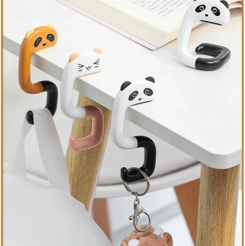 5PC Cartoon Animal Bendable and Foldable Strong Load-bearing Desktop Bag Hook Tableside Non-slip Schoolbag Key Hanger Hook