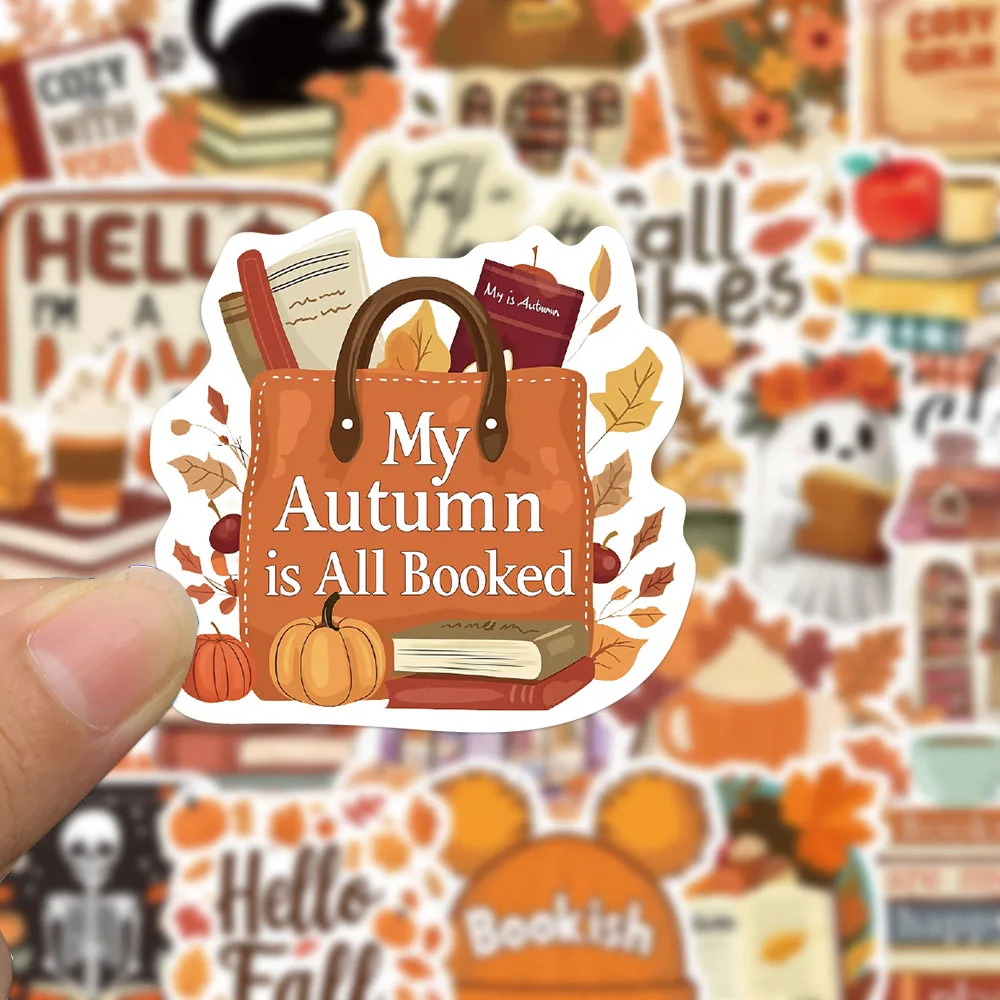 50PCS Bookish Fall Stickers Retro Style Graffiti Decals For Scrapbook Laptop Refrigerator Student Tablet Cartoon Toy Stickers