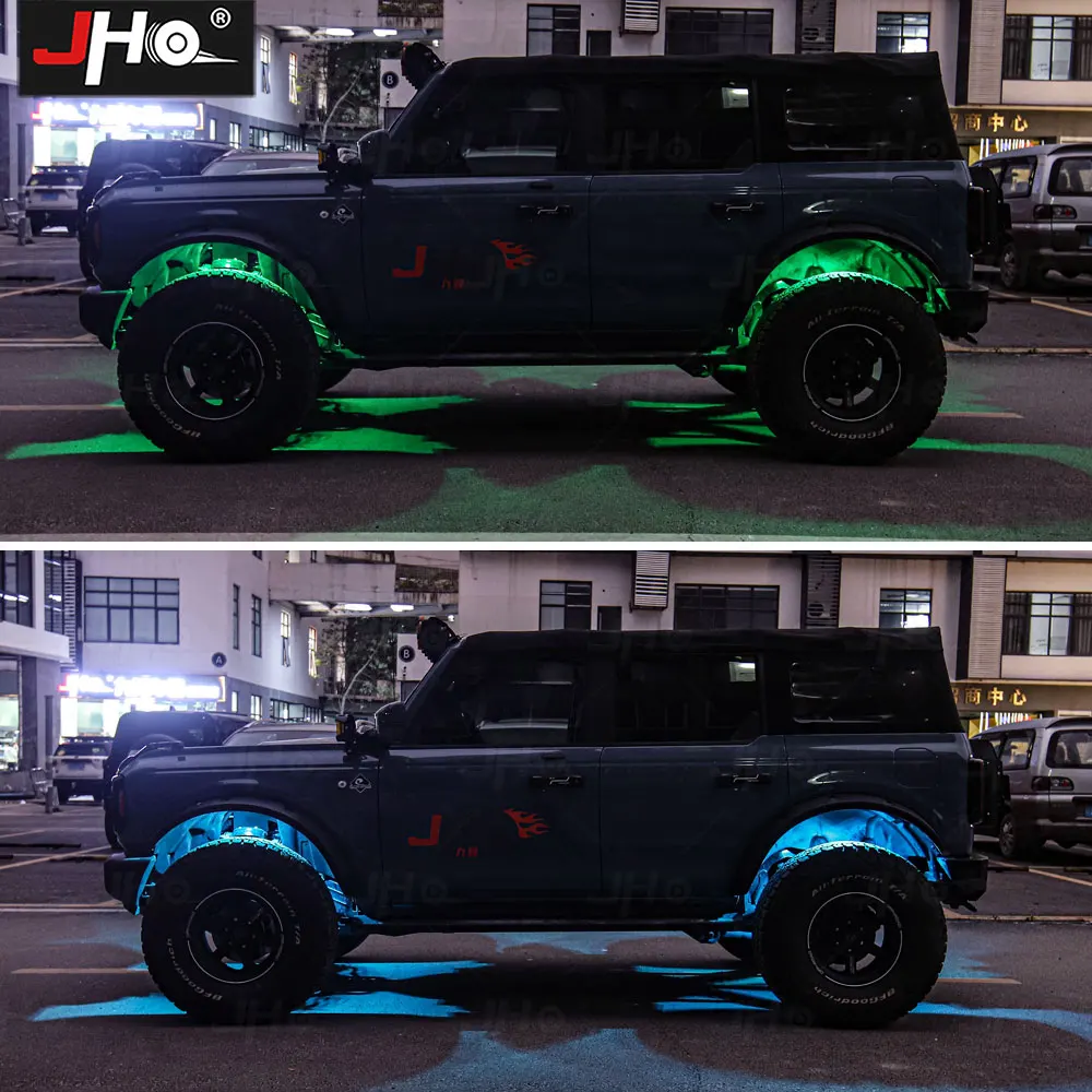 JHO 8 Pods LED Rock Lights Kit, APP/RF-bediening Veelkleurige Magic RGB Underglow Lights Muziekmodus Exterieur voor Ford Bronco 2022+