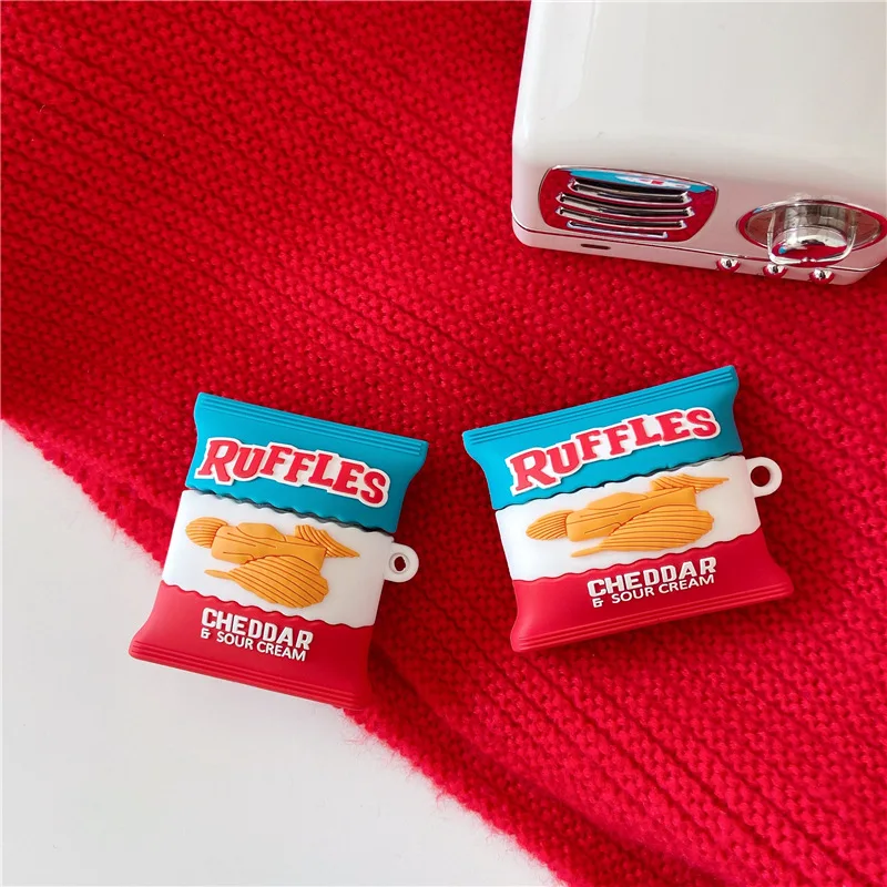 Étui Airpods 3/Airpods Pro 2, design 3D en chips de pommes de terre au fromage, housse de protection antichoc en silicone pour écouteurs