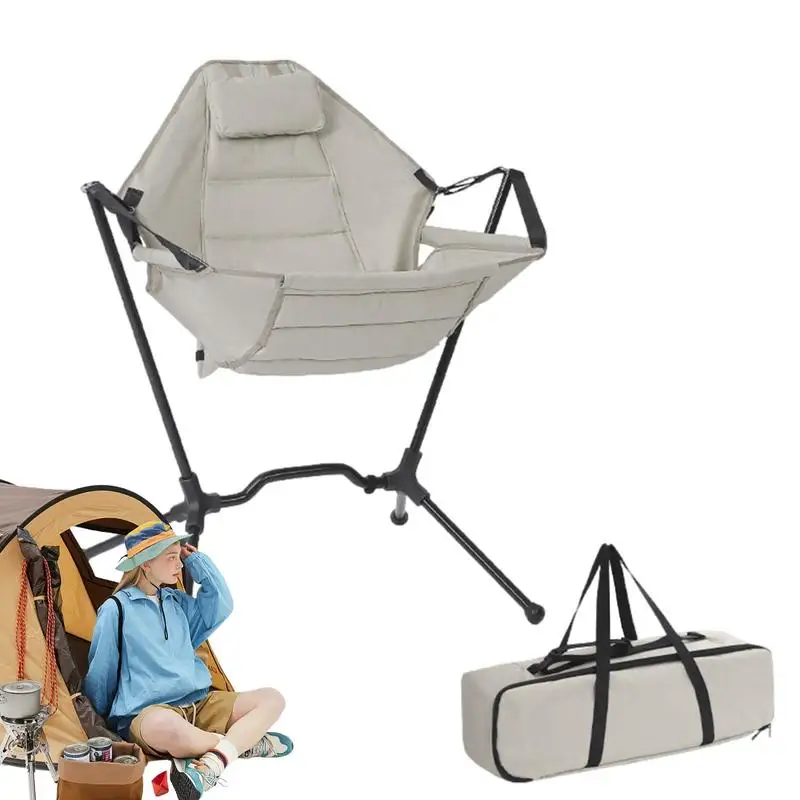 Portable Folding Picnic Camping chairs Outdoor Rocking Chairs Padded Rocker Chair Adjustable Camp Rocker Chair for picnic hiking