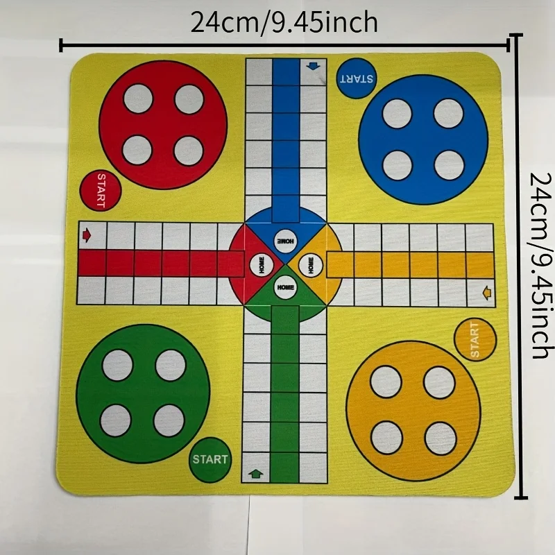 LUDO chess game set A Simplified Version of The Four-Player Ludo Game with 16pcs, a Mat, And Dice, Made of Rubber Material