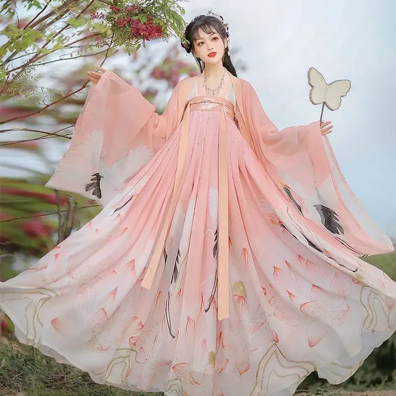 จีนแบบดั้งเดิมชุดเจ้าหญิงฮาโลวีน Hanfu เครื่องแต่งกาย Fairy Elegant หญิงกระโปรงหน้าอกจีนสไตล์โบราณ Hanfu ชุด