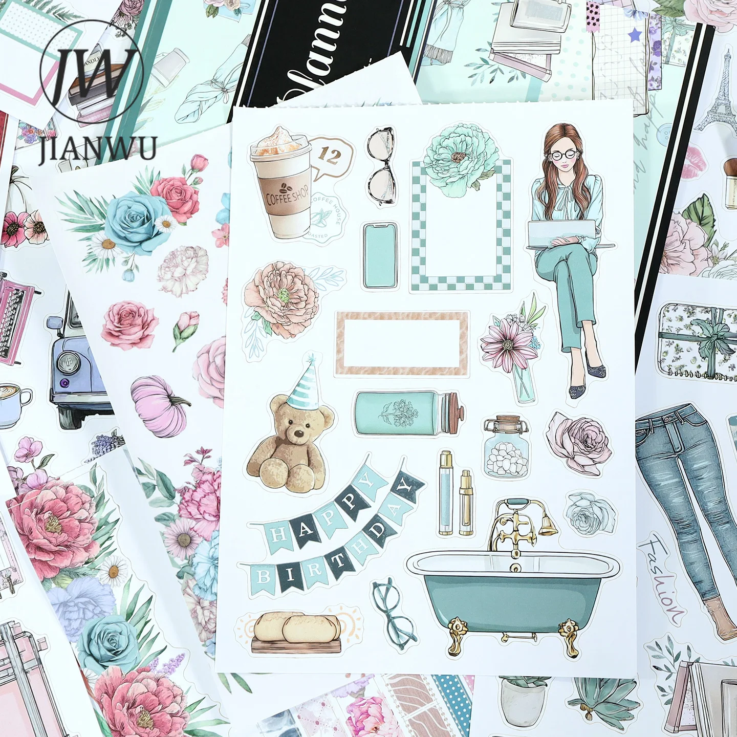 JIANWU Vintage Flower Border Label Landscape Material Collage Scrapbooking Sticker Book Creative DIY Journal Stationery