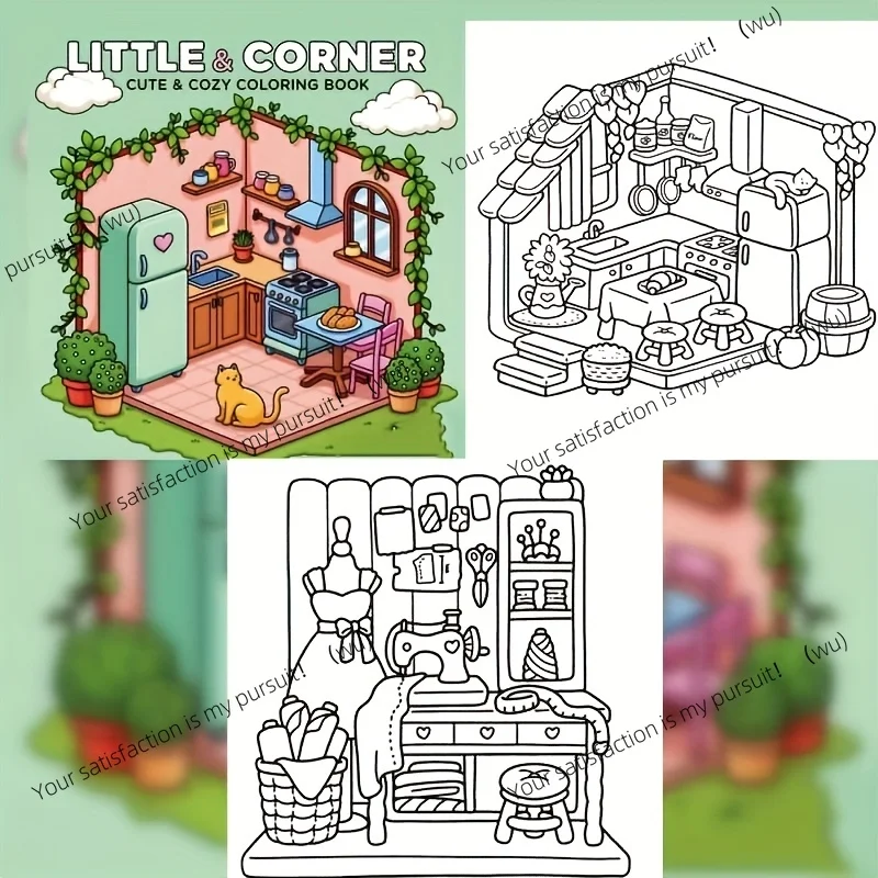 Cute and cozy coloring book for adults and teens