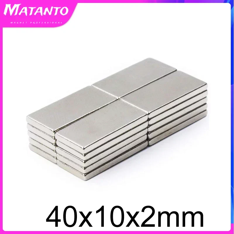 2/5/10/20/50Pcs Block Powerful 40x10x2mm Super Strong Sheet Rare Earth Magnet Thickness Block Rectangular Neodymium