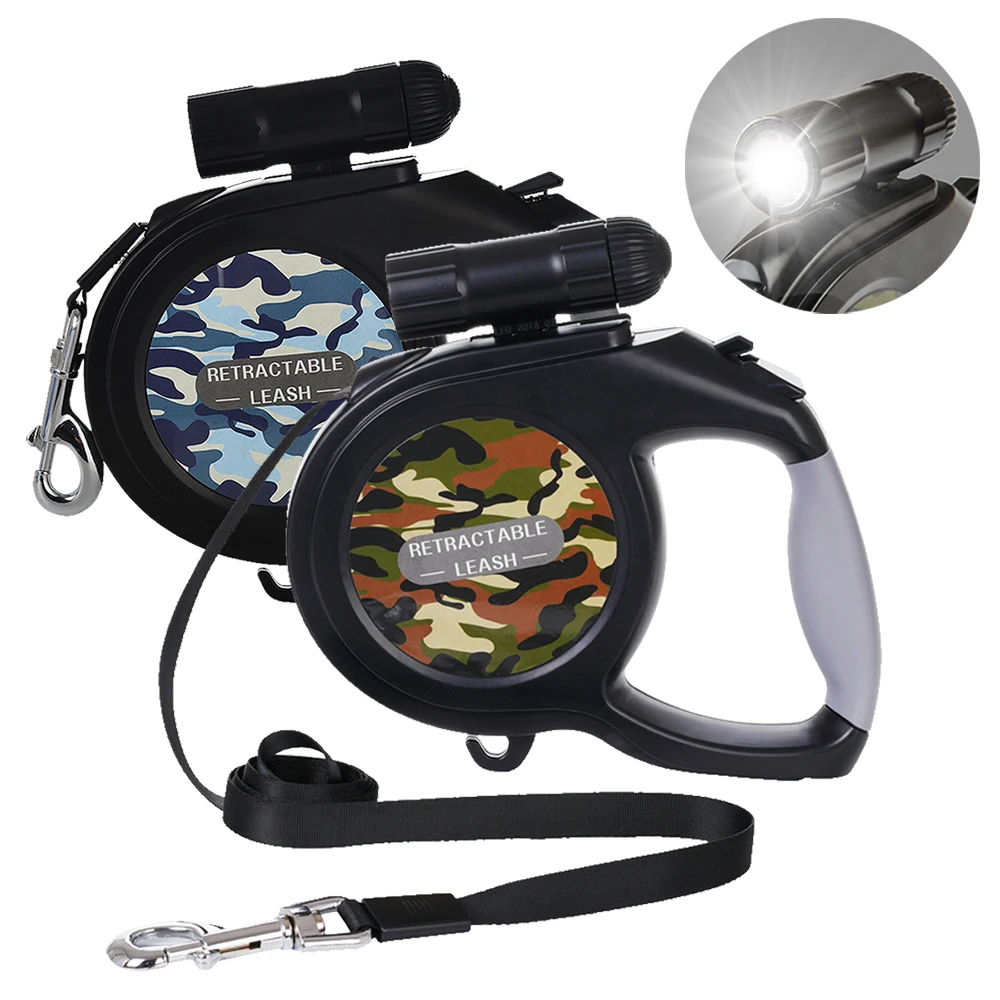 

8-метровый выдвижной поводок для собак, усиленный, для средних и крупных пород, для прогулок и бега, с LED-фонариком