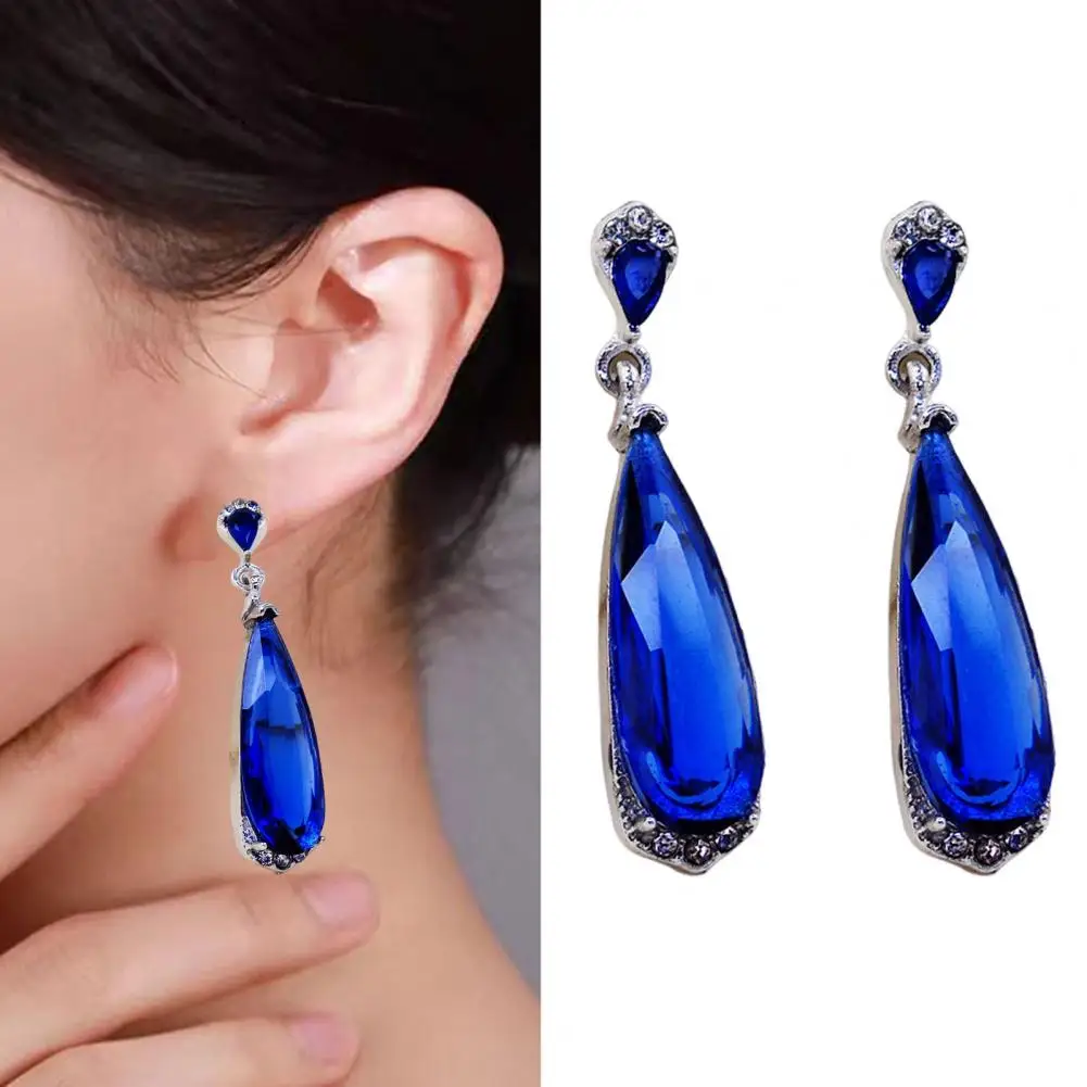 Minimalist Style Earrings Wear Earrings Elegant Waterdrop Rhinestone Earrings for Women Anti-allergy Dangle Jewelry for Prom