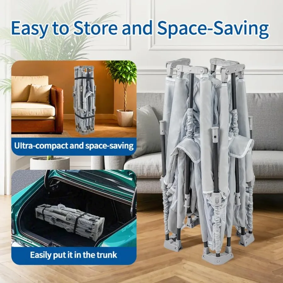 روضة أطفال قابلة للطي مقاس 50 × 50 بوصة للأطفال الصغار مع حصيرة لعب محمولة مع شبكة قابلة للتنفس وبوابات داخلية #2