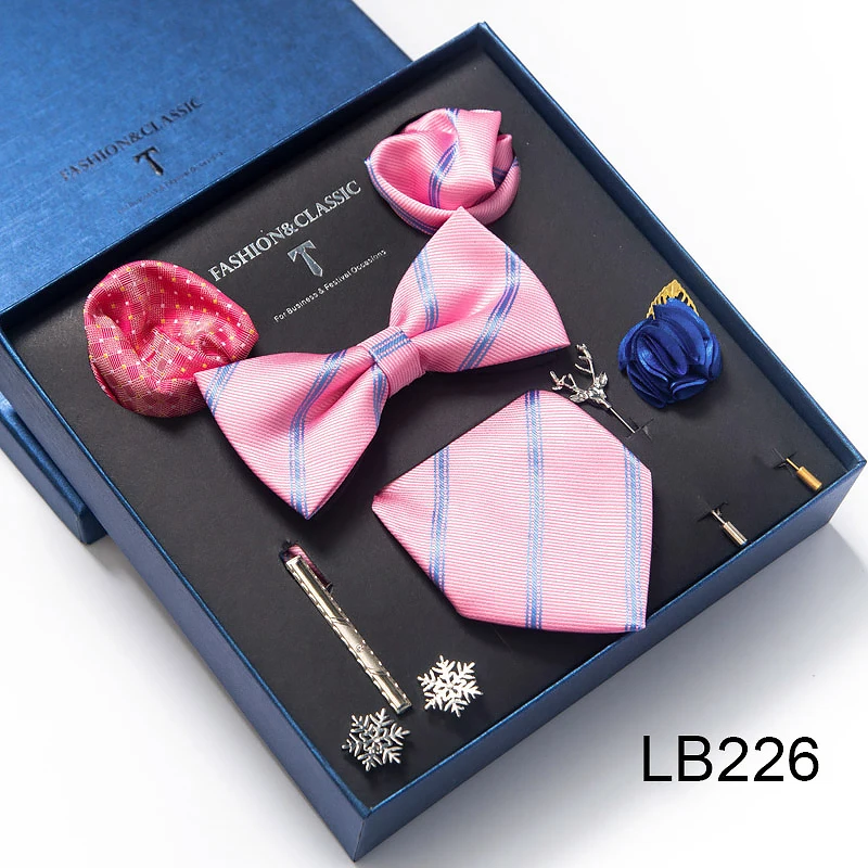 Hochwertiges Krawatten-Set, luxuriöse Geschenkbox, Seidenkrawatten-Set, 8 cm, festliches Geschenk, Krawatte, Einstecktücher, blaues Weihnachtsgeschenk – Detail 27