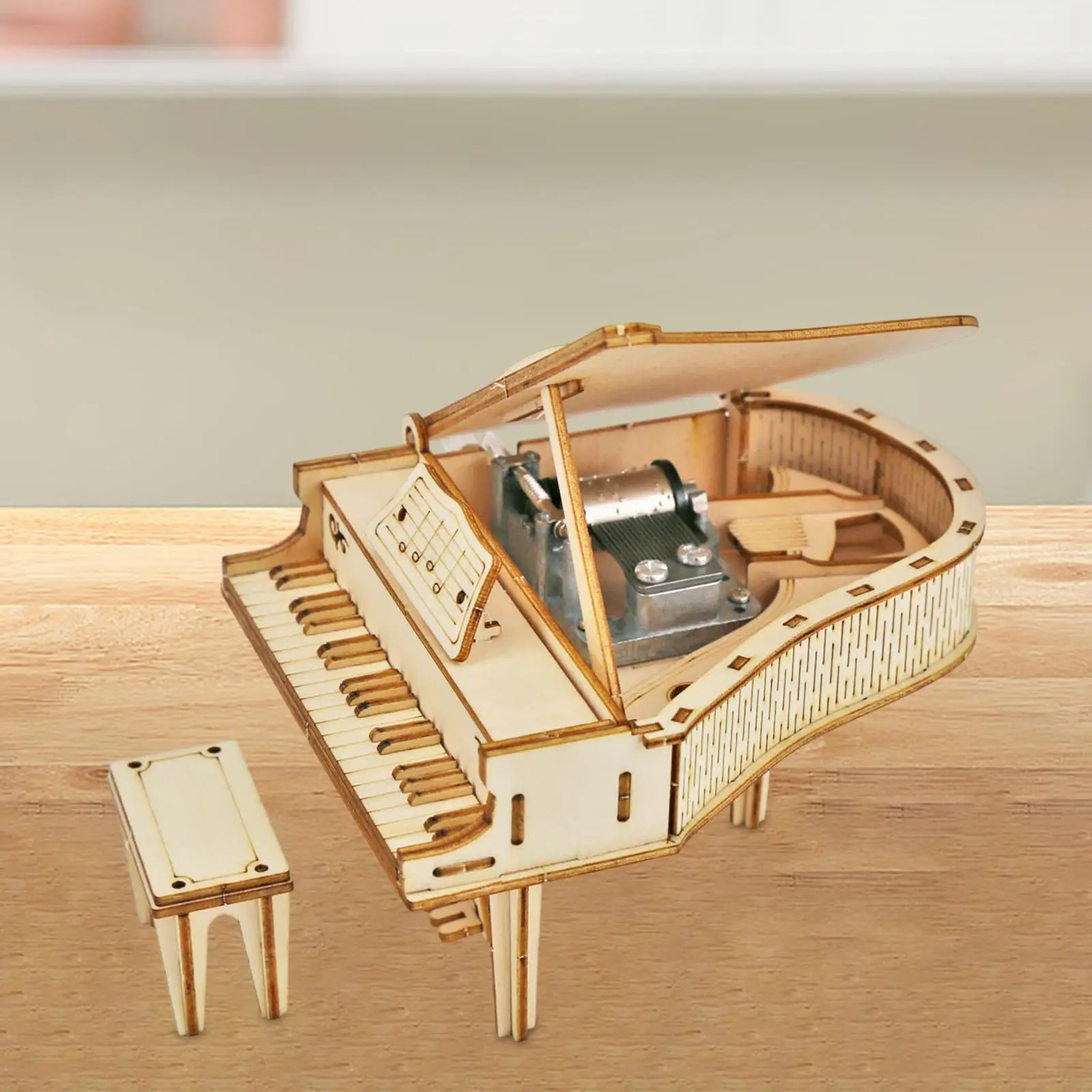 DIY Toy Piano Music Box 3D Puzzles for Adults, Craft Building DIY Kit Wooden Puzzle Assembling Toy for Kids Teens Xmas Gifts