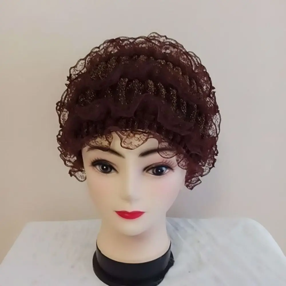 New Lace Wrap Women Turban Hat Acrylic Fibers Mesh Headband Cap Breathable Bonnet Hats Gift
