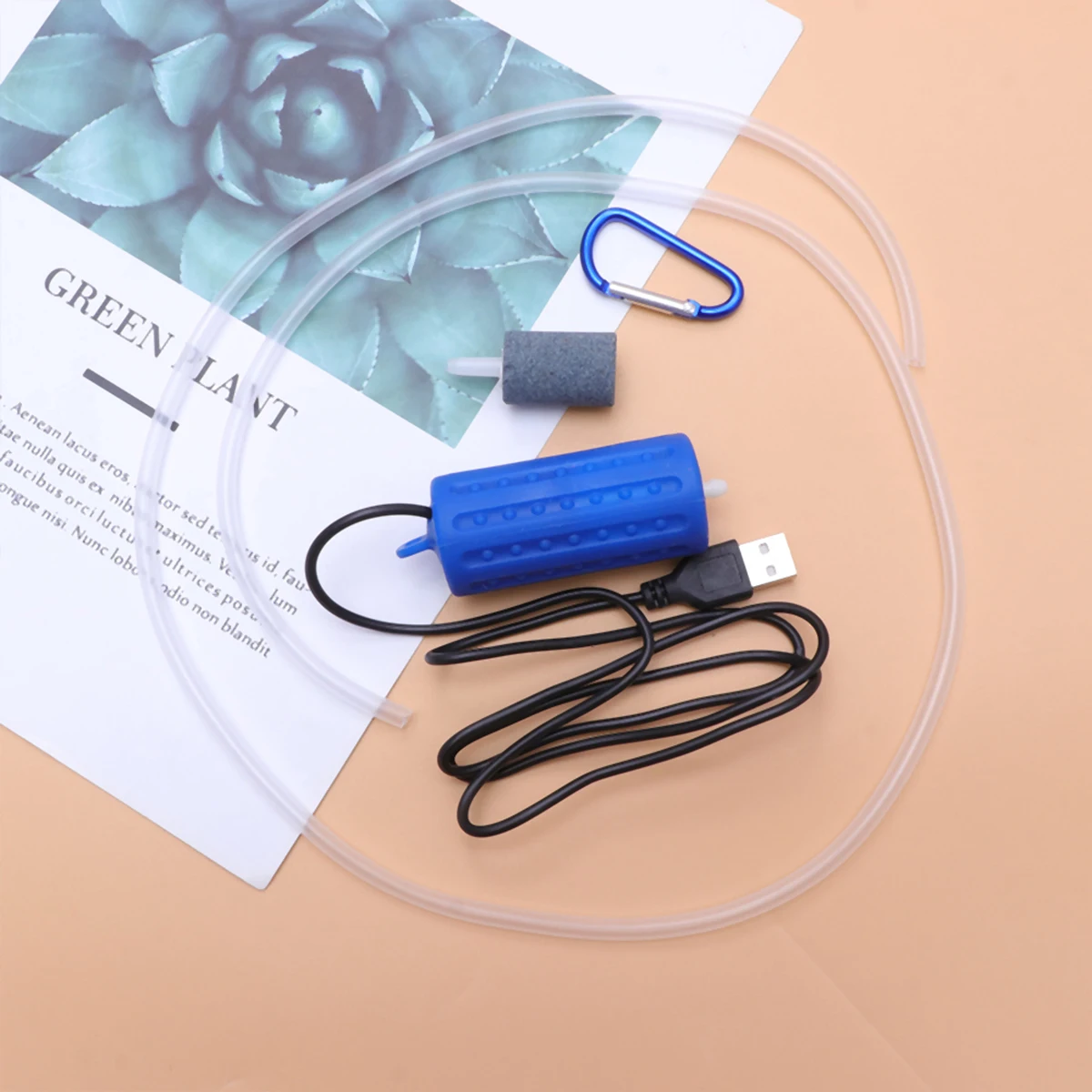 

Oxygen Pump for Fish Tank Aquarium Air Stones Aerator Portable Diffuser Cylinder Tubing Bubbler Low Noise USB Power