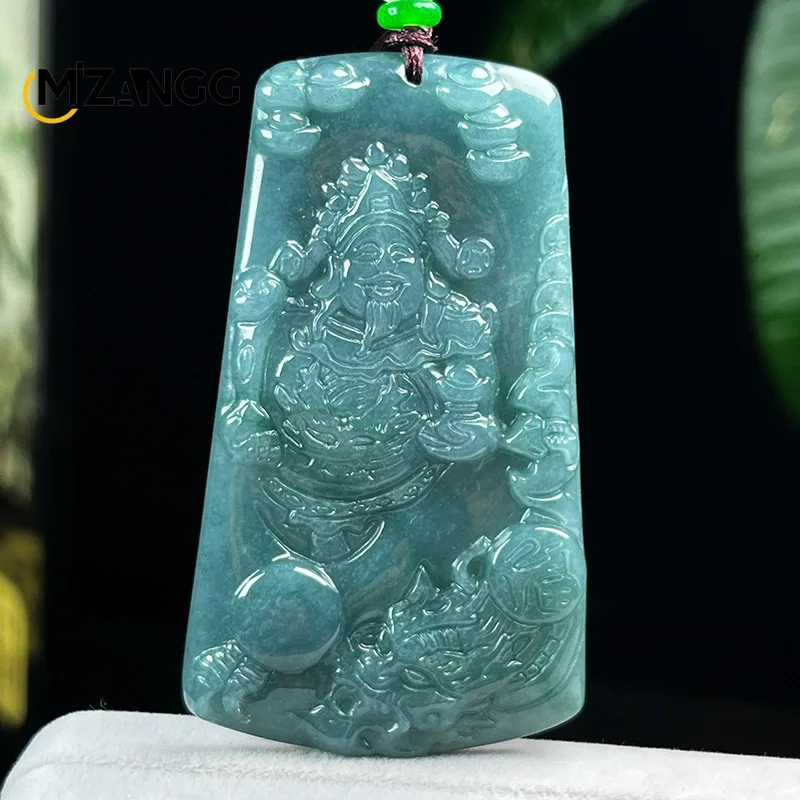 Naturalny jadeit Niebieska woda Tengyu Dragon God of Wealth Wisiorek Wykwintny rzeźbiony naszyjnik z jadeitu Mężczyźni i kobiety Szczęśliwy prezent amulet
