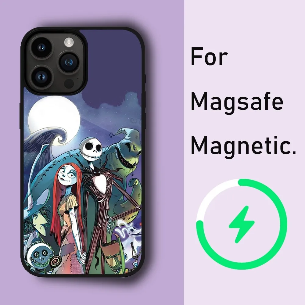 MINISO DISNEY Jack Skellington Phone Case For iPhone 15 14 13 12 11 Pro Max Plus Phone Magnetic for Macsafe Cases Cover image 6