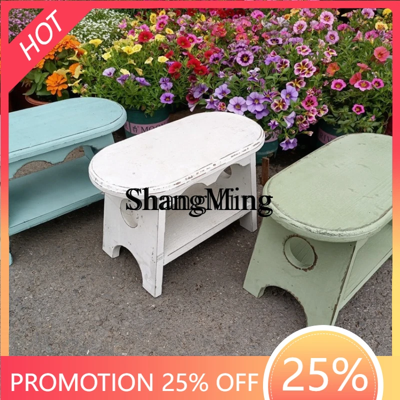 

SM courtyard decoration flower stand garden groceries balcony flower stool oval small bench