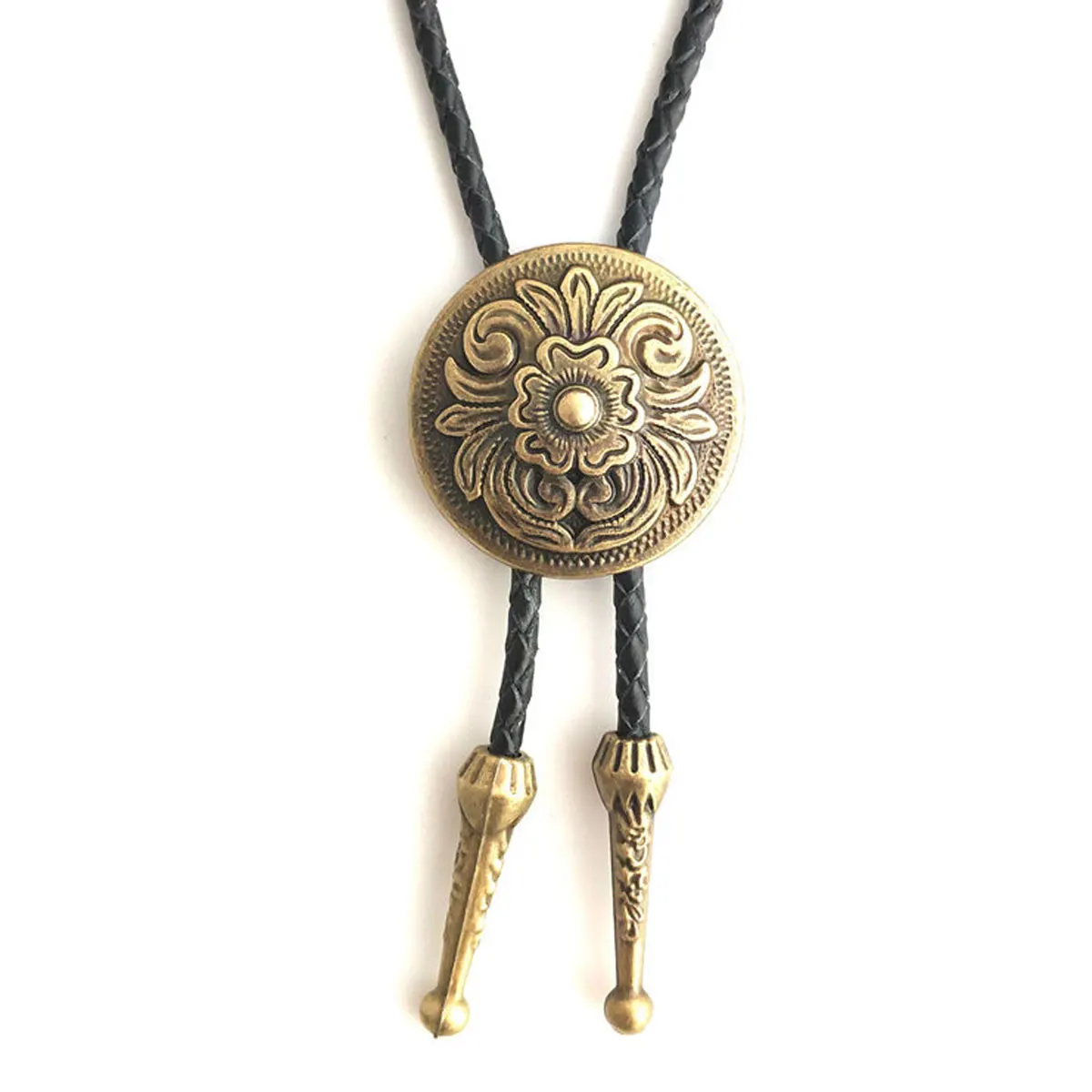 

Sue Che Men's Retro Round Embossing Design Bolo Tie Fashion Accessory