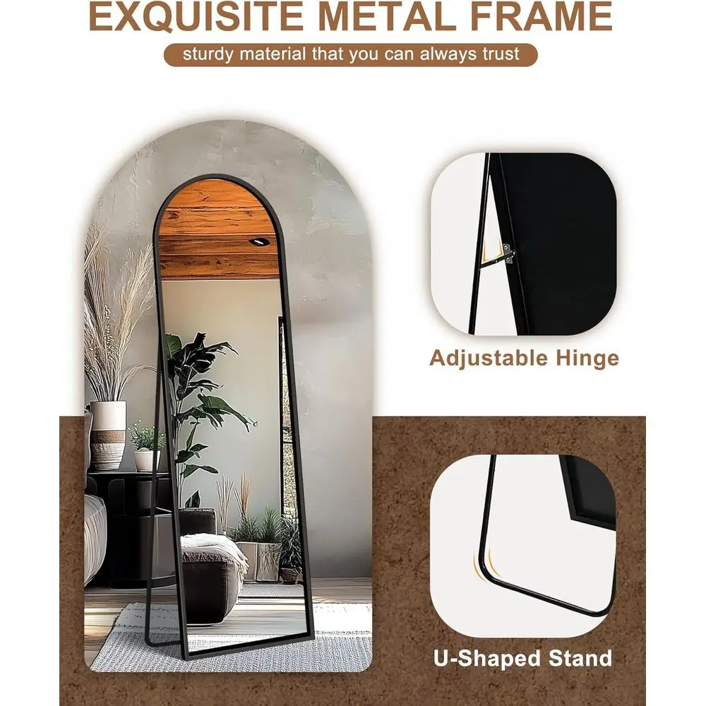 مرآة مقوسة كاملة الطول مع حامل لمدخل المنزل والممر والحمام #4