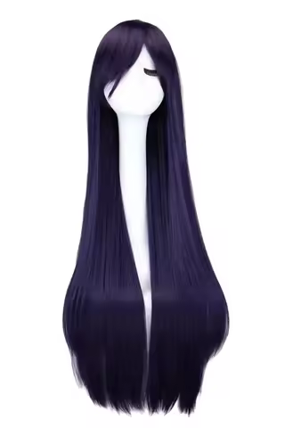 Touma Yamada Asaemon Cosplay Synthetic Wig 100cm Long Straight Black Purple Wig Cosplay Anime Cosplay Wigs Heat Resistant Wigs