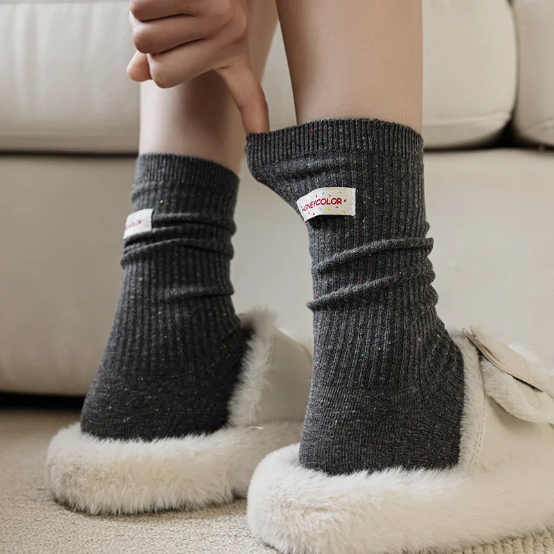 Contrast Colored Socks, Women's High Top Pile Up Socks, Korean Version of Spring/summer Cotton Socks