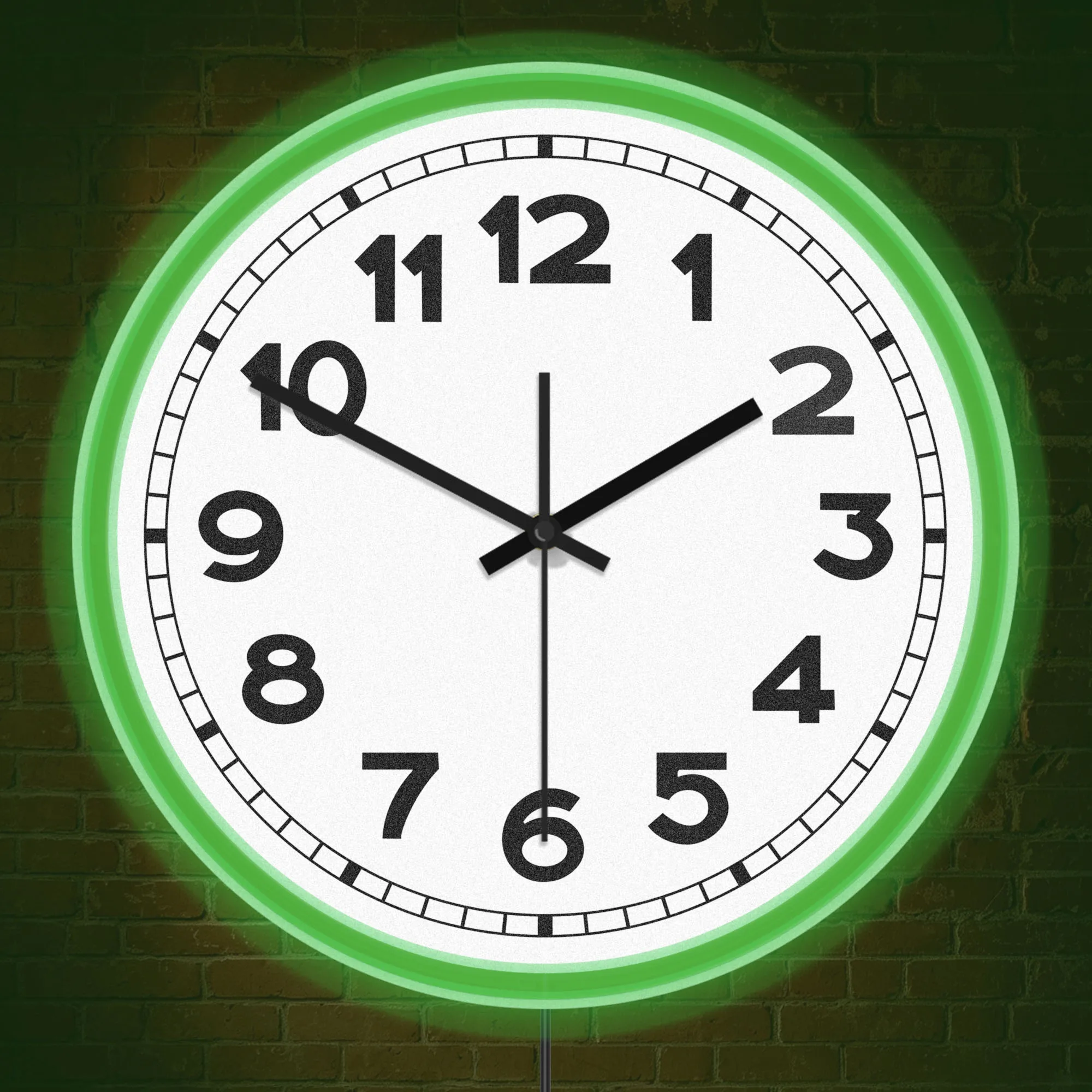 Easy Read Large Numbers LED Neon Light Wall Clock Modern Design Simple Style Home Decor Luminous Night Light Clock Glow in Dark