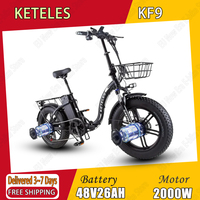 KETELES Electric Bike 2000W Dual Motor 48V26AH Lithium Battery E-bike 20*4 Inch All Terrain Fat Tire Adult Fold Electric Bicycle