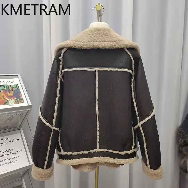 Natürliche Merinowolle aus Schaffellwolle, doppelseitiger Pelzmantel für Damen, echte Lederjacke, Wintermode, Damenkleidung, 2024, Pry Bang