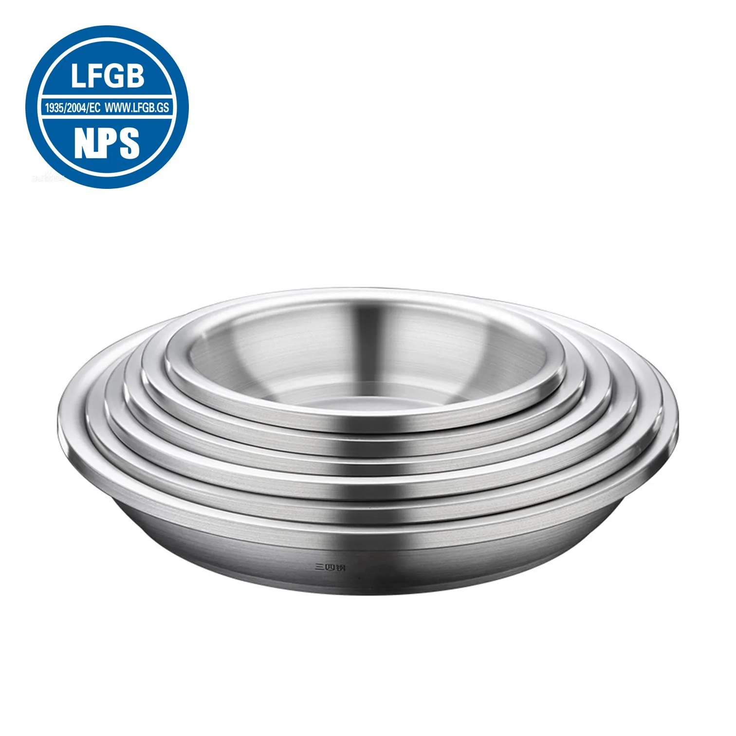 6 Pieces of LFGB Certificated 304 Stainless Steel Plate Set 18cm-28cm Luxury Fall Resistant Course Dish for Family Dining Room