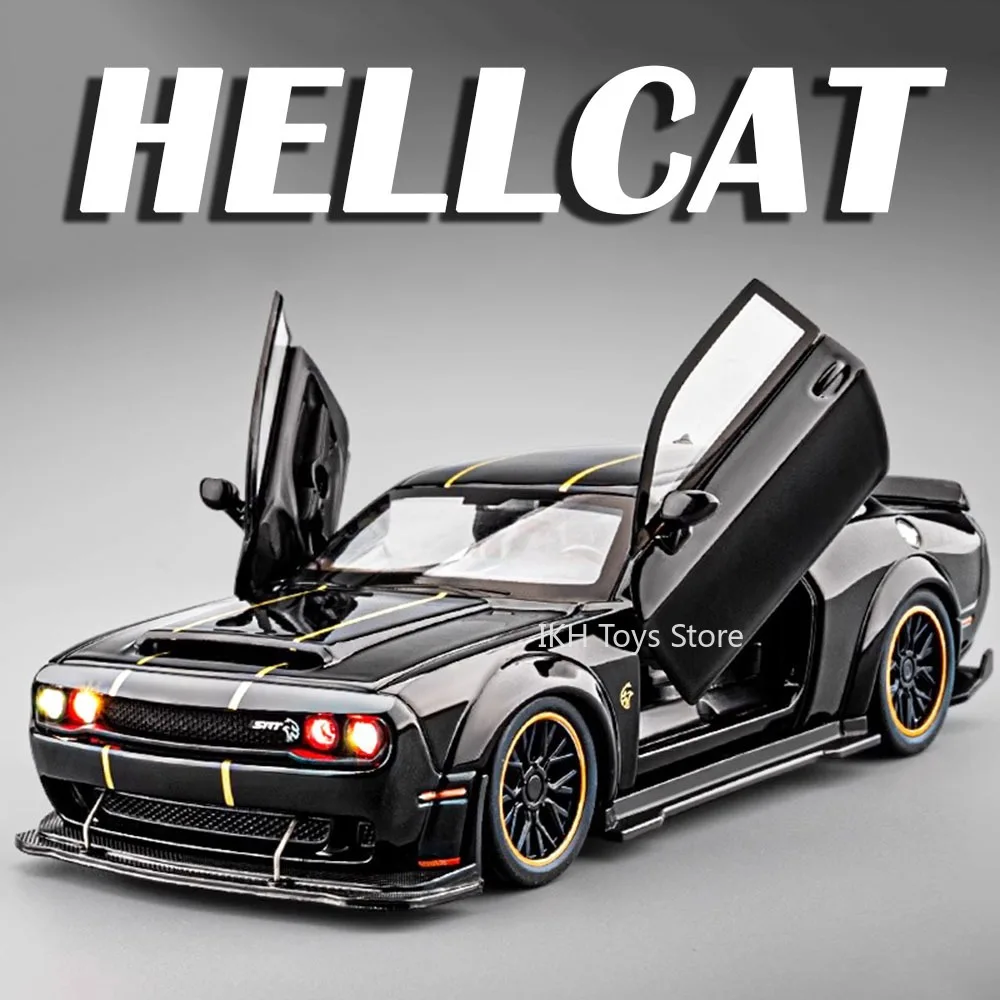 

1:32 Hellcat Miniature Model Sports Car Toys Alloy Diecast Sound Light Doors Opened Pull Back Collection Supercars for Kid Gifts