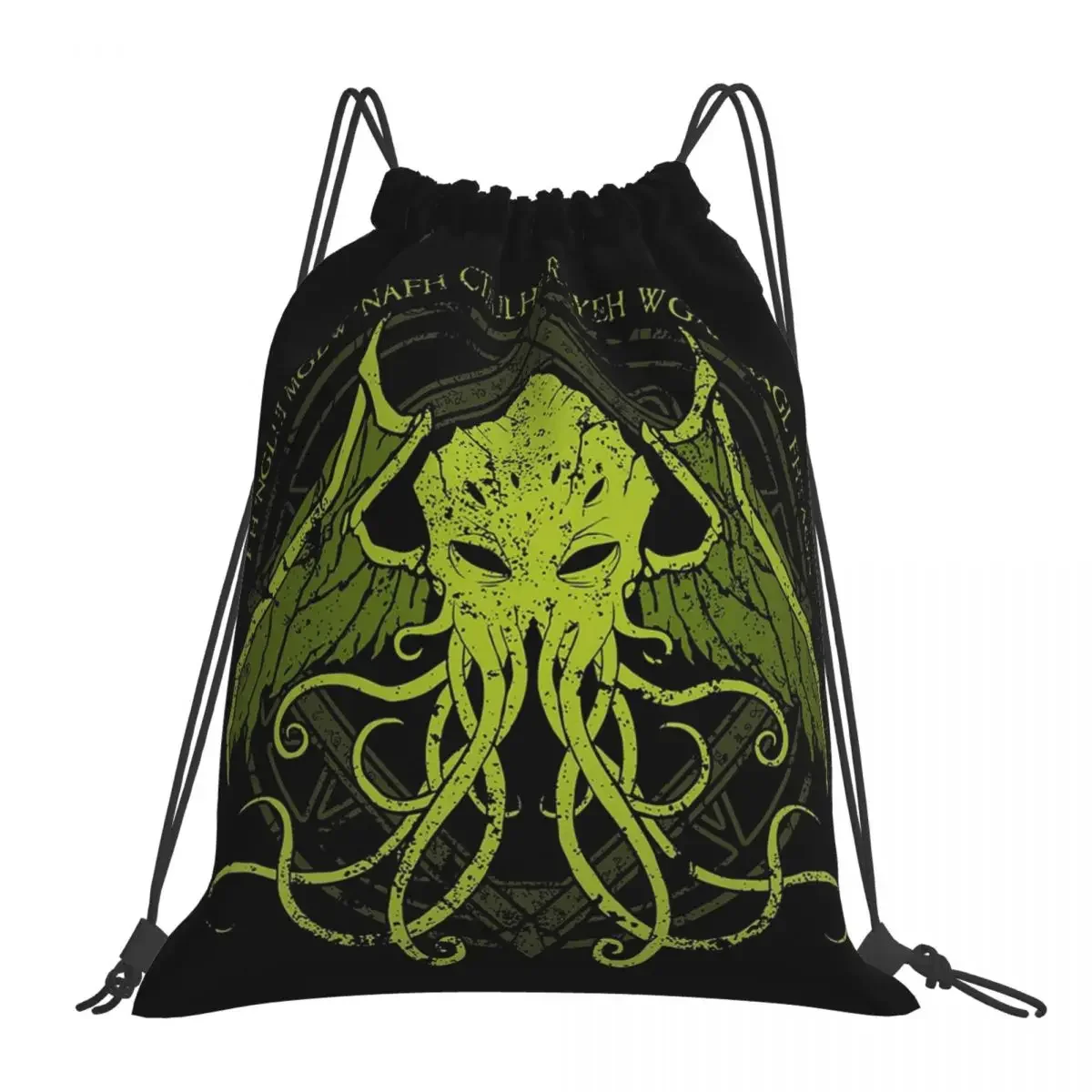 

Cthulhu - Lovecraft - Distressed Chant Design V2 Backpacks Drawstring Bags Drawstring Bundle Pocket Sports Bag BookBag