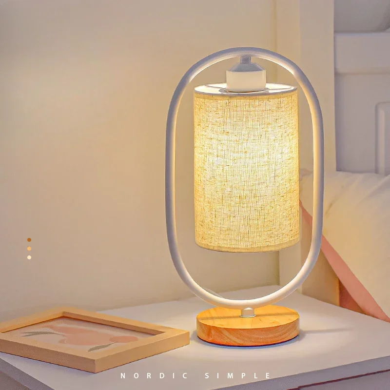 좋은 북유럽 테이블 램프 침실 야간 조명 단단한 나무 분위기 조명
