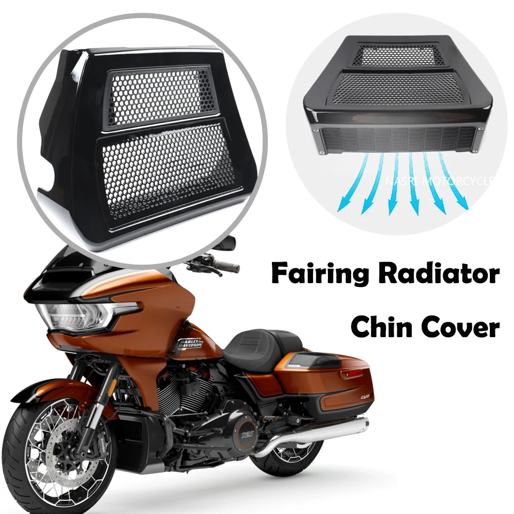 Motorcycle Radiator Chin Cover Fairing Front Spoilers Black For Harley CVO Road Glide ST CVO Street Glide FLTRX FLHX 2024 2023