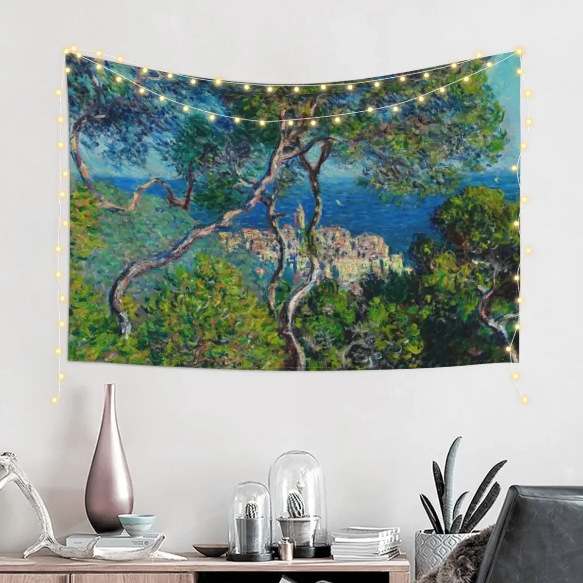 Bordighera 1884 - A Monet Painting Window View Tapestry Room Design Wall Tapestries Tapestry