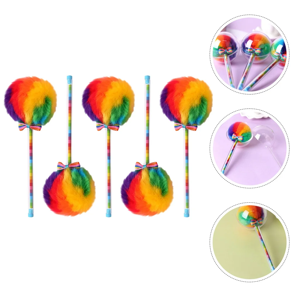 5Pcs Pom Pom Pen Creative Ballpoint Pen Smooth Writing Portable Unique Design for Girls Pens Cute Pens for Women