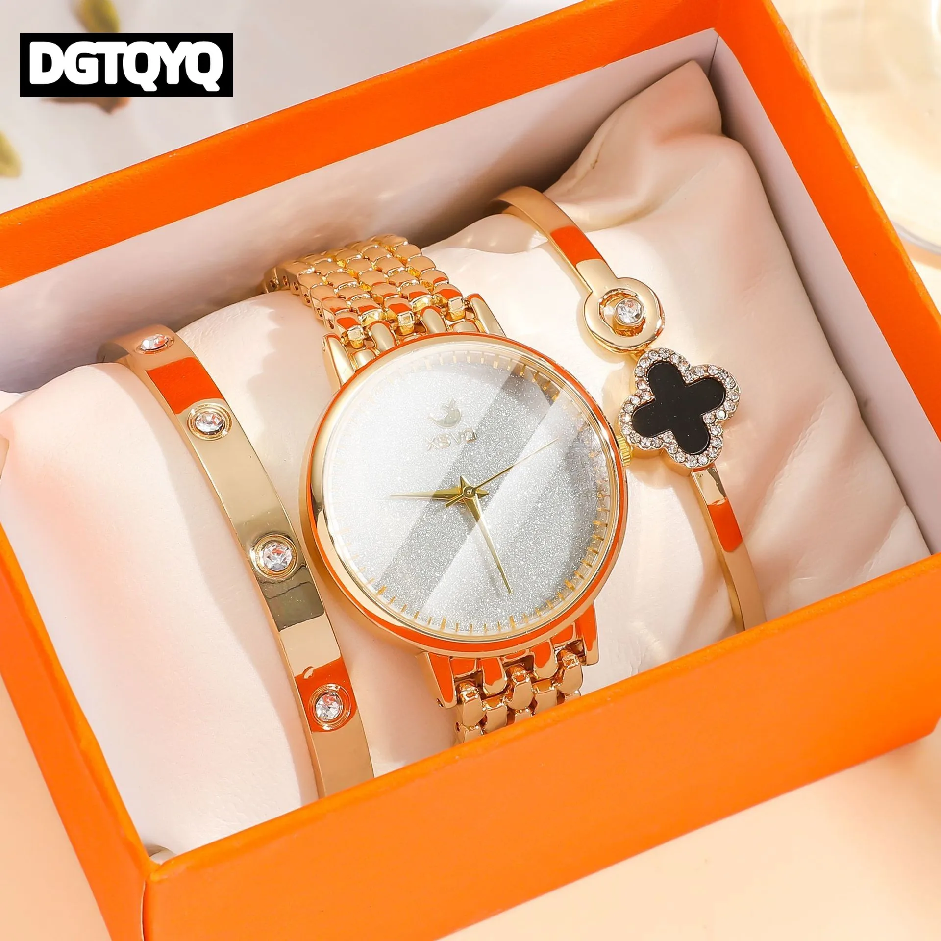 

3pcs/set New Women Watch Luxury Fashion Business Titanium Steel Quartz Watches Female Clock Bracelet Wristwatch Jewelry Set