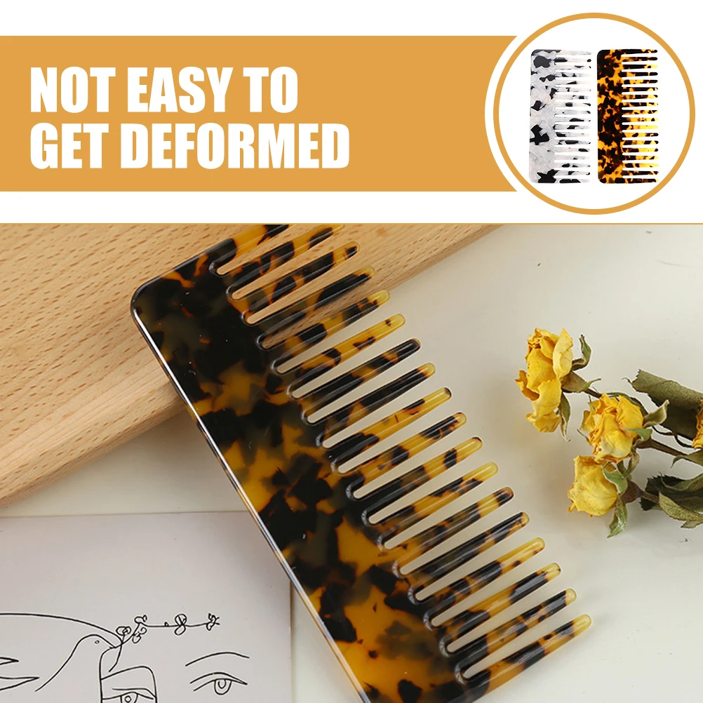 

2pcs Anti-static Hair Combs Acetate Sheet Leopard Print Black White Curly Shower Detangler Wet Large Tooth Comb Set