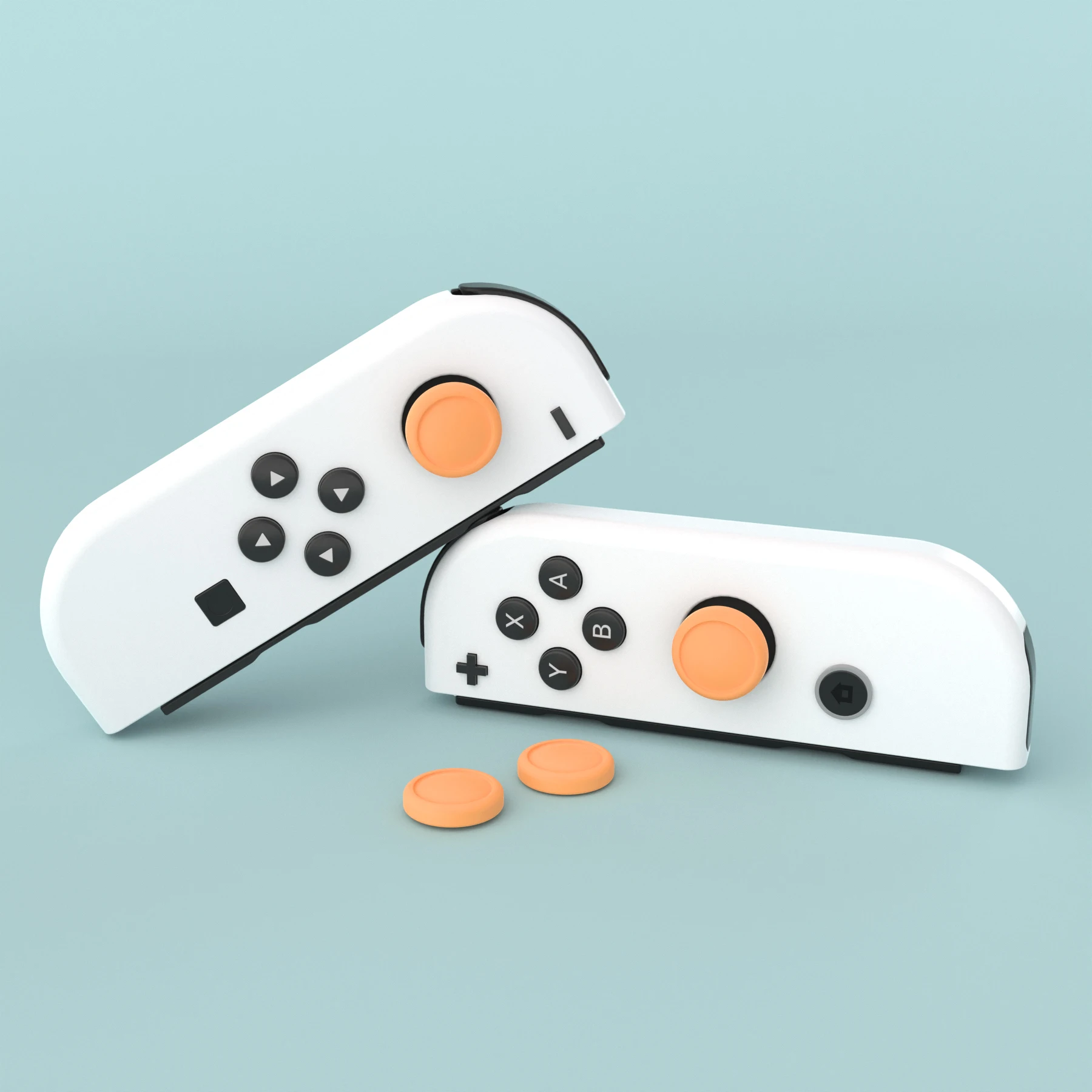 PlayVital tapas de Joystick de Color sólido para NS, tapas de Thumb Stick para Switch Lite Joycon, agarre de pulgar para Switch OLED-amarillo albaricoque