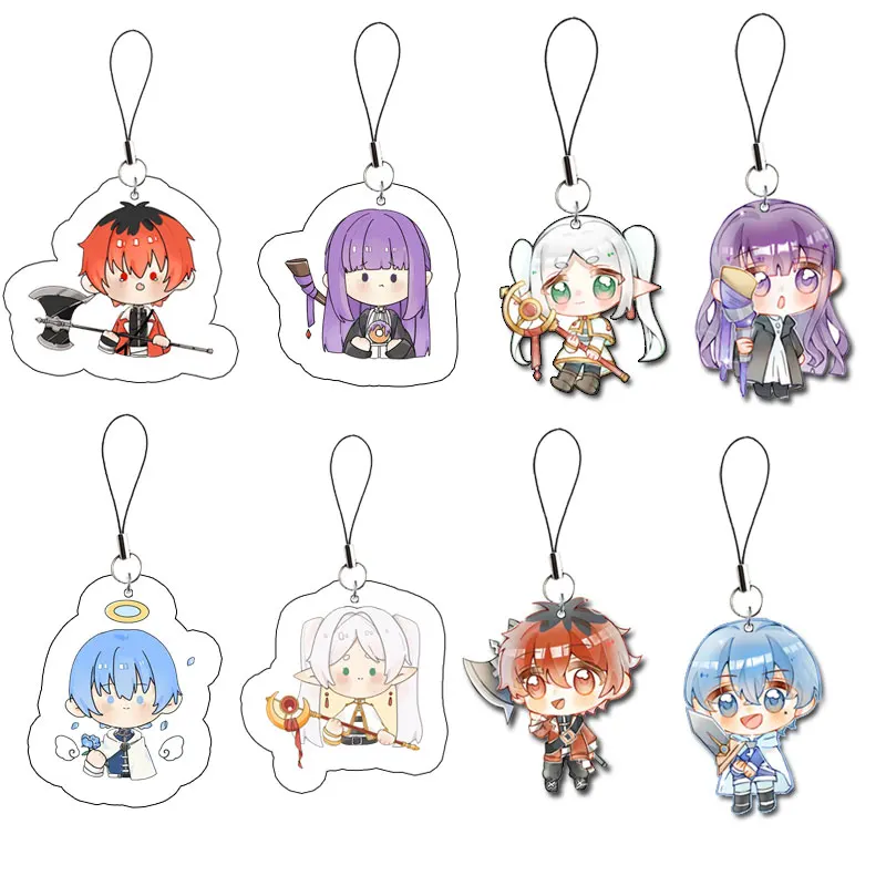 Anime Frieren Manga Keychain Mobile Phone Chain Acrylic Frieren Himmel Key Ring Pendant Accessories Jewelry Fans Gifts