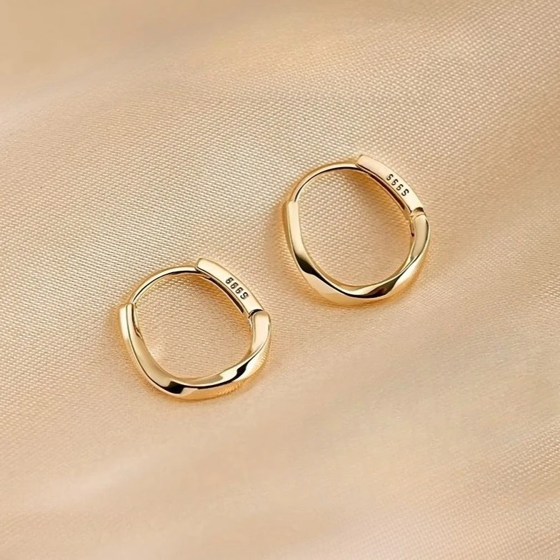 Women's Simple 925 Sterling Silver Round Earrings, Trendy Circle Hoops