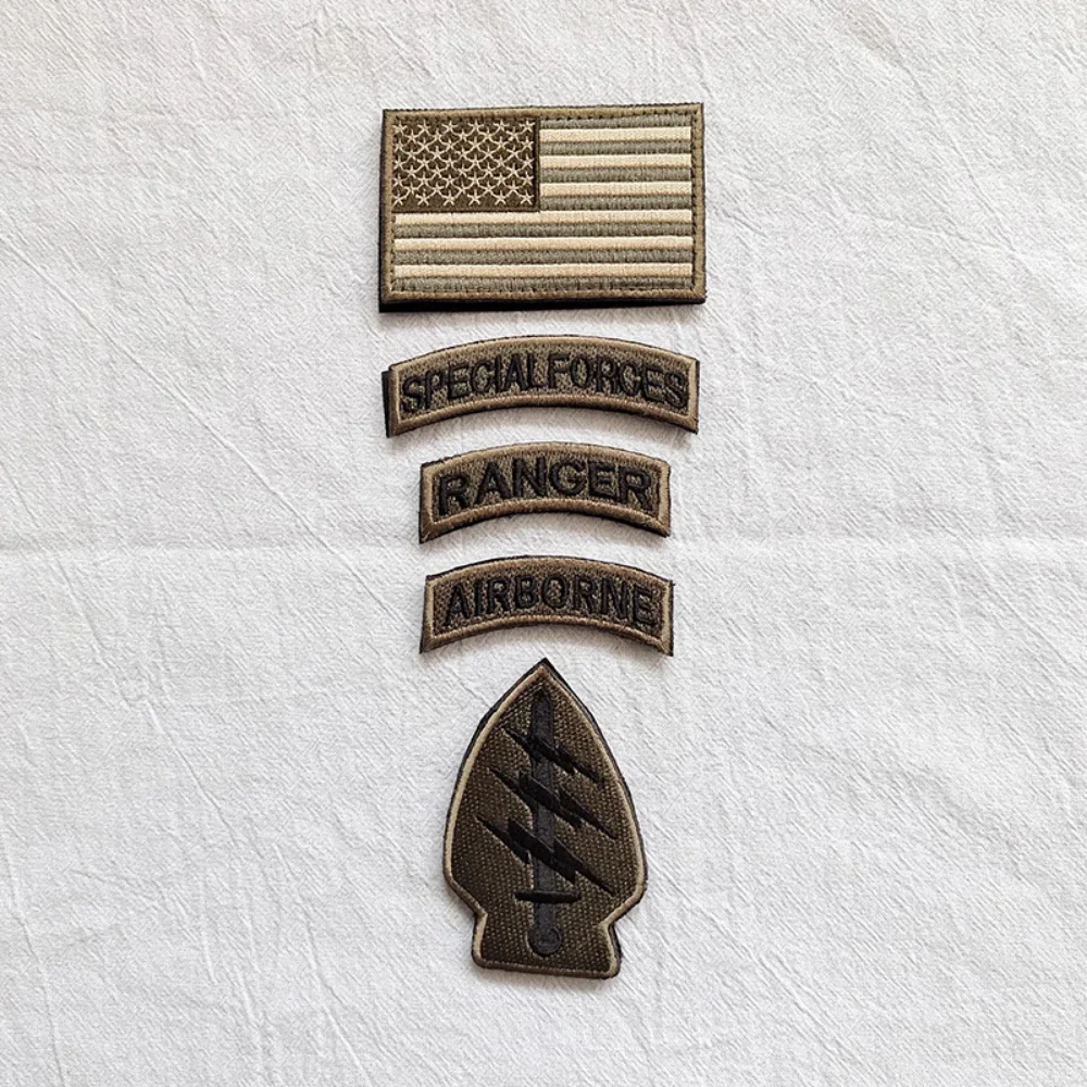 USA Lightning Badge  Military Tactical Appliques Sewing Stickers Embroidered Hook&Loop Patches for Clothes Backpack