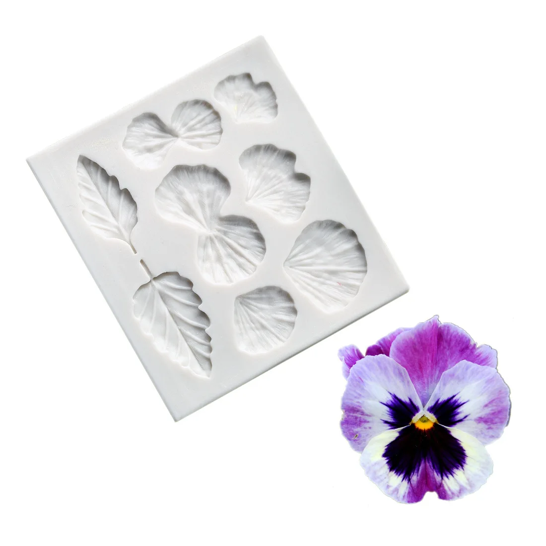 

3D Fondant Mould Simulation Sugar Flower Violet Pansy Leaves Silicone Mold Fondant Handmade Candy Cake Decoration Baking Tools