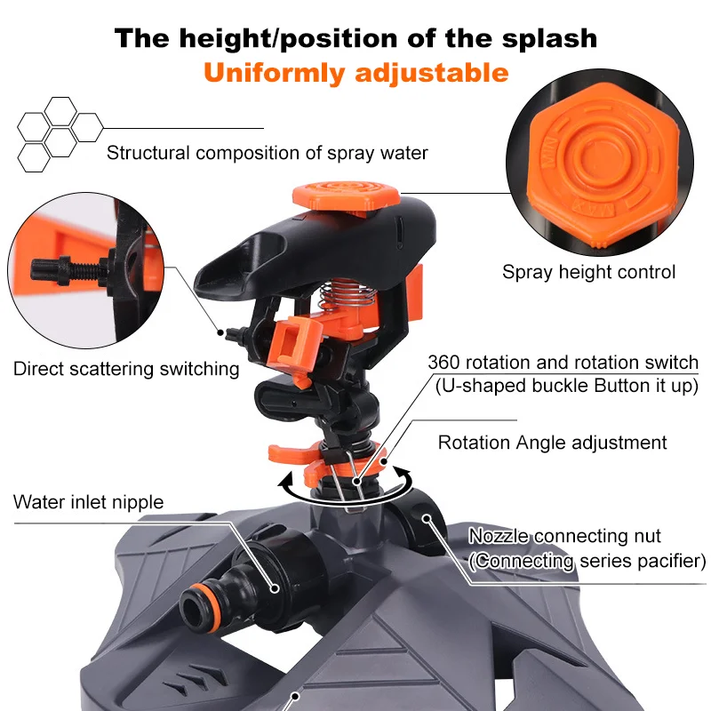 Automatyczne podlewanie ogrodu zraszacze do trawników 360 ° rotacyjne System nawadniania do nawadniania z dyszą trawą dla gospodarstwa na podwórku