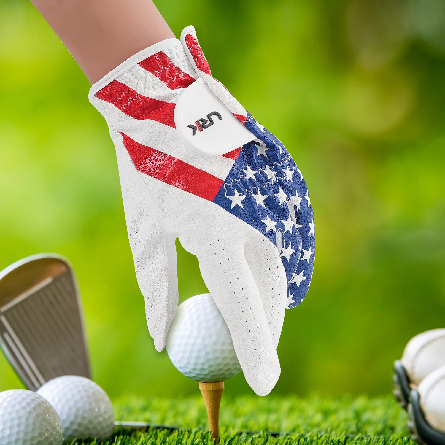 

Left hand flag style golf PU gloves, anti slip, breathable and comfortable gloves
