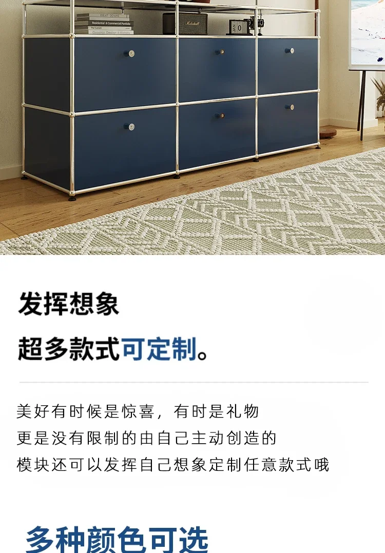 Living Room Sideboard Medieval Cabinets Storage Dining Modern Metal Stainless Steel Frame Wood Customizable Cabinet with Locker
