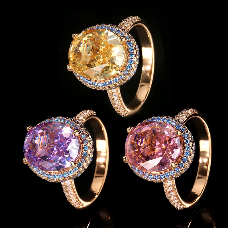 

Новые ювелирные изделия с медной основой, покрытой платиной, высококачественная версия, элегантное и роскошное кольцо в форме голубиного яйца 8*10.