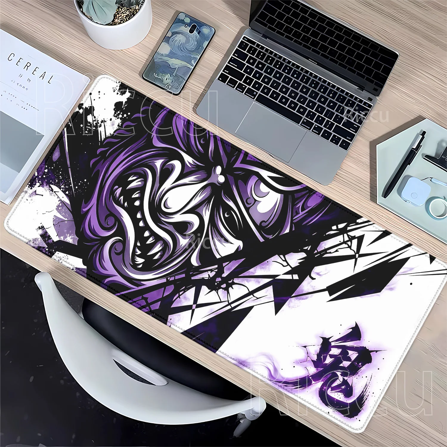 Mouse Pad Japanese Ghost Face Anime Non-slip Base HD Printing Samurai Devil Mask Gaming Office Accessories Overlock XXL Desk Mat