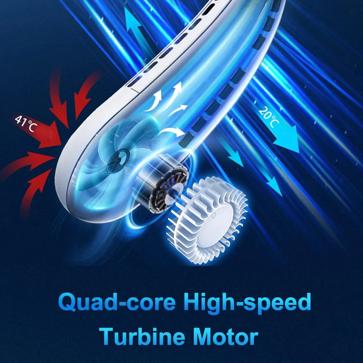 Portable Neck Fan, Upgraded Neck Air Conditioner with 2 Semiconductor Cooling Pads, Wearable Air Conditioner 360° Instant Cooli