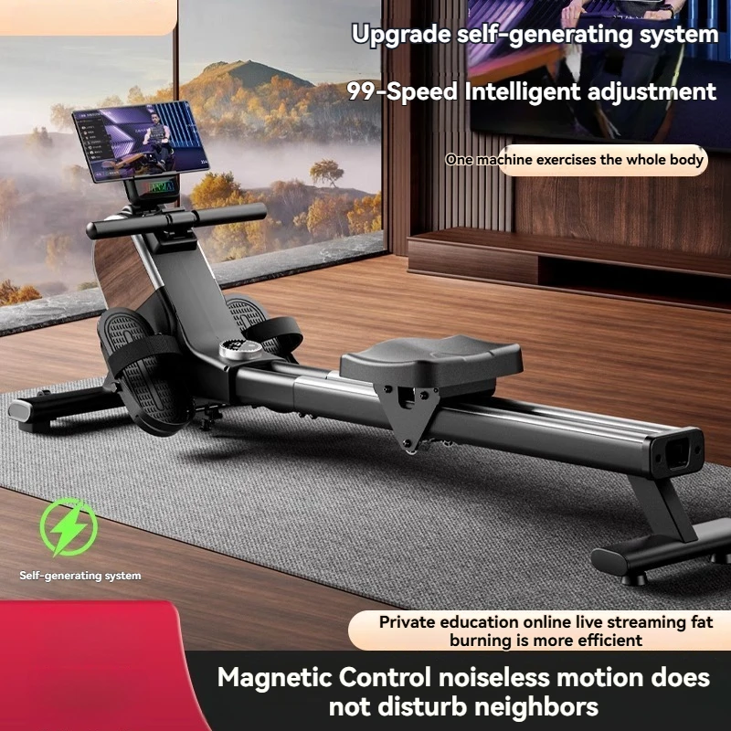 

Magnetic-controlled silent rowing machine for exercise and fitness,foldable,high-performance fat-burning smart rowing machine