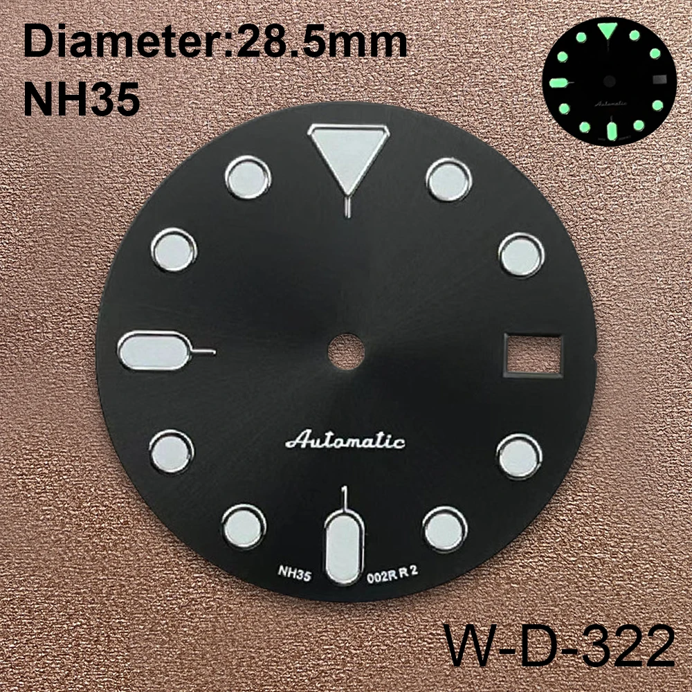 28,5 mm S5-Logo GMT-Zifferblatt, geeignet für NH35/NH34 Janpan-Uhrwerk, grün leuchtende Qualität, Uhrenmodifikationszubehör